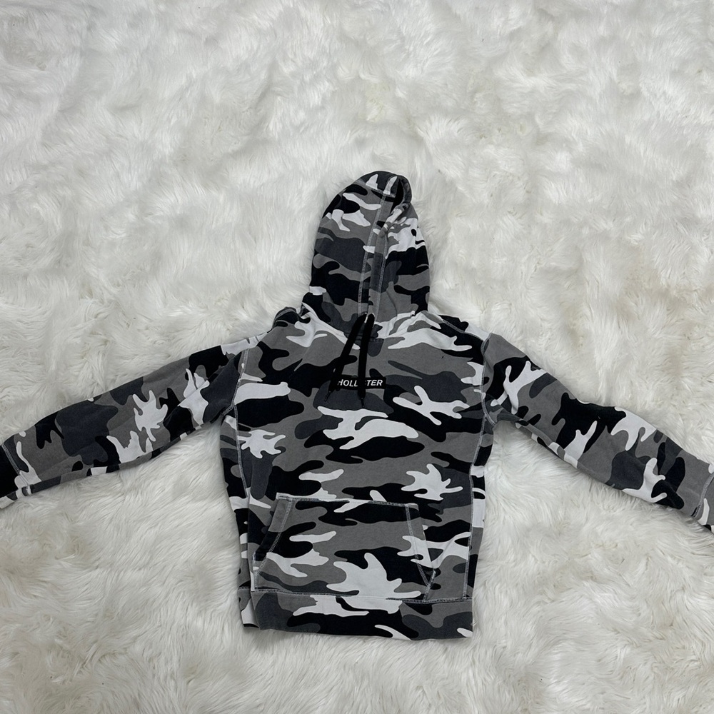 Hollister Kids Camouflage Hoodie - Black and Gray